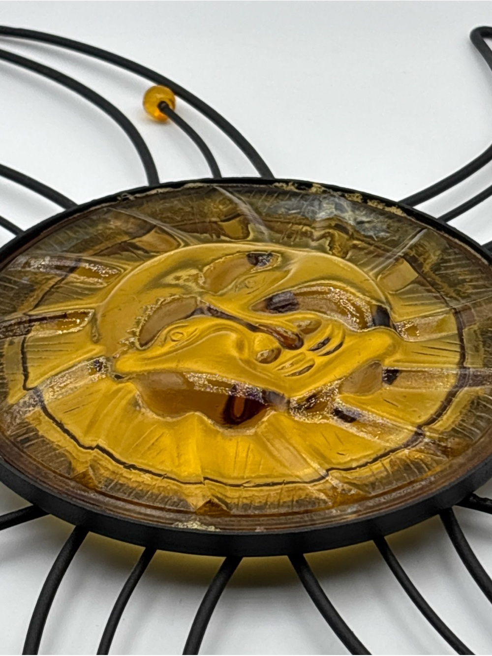 Celestial Sunburst Catcher Metal 16" Round Man in the Moon Sign Wall Hanging 🌞 - Picture 8 of 9